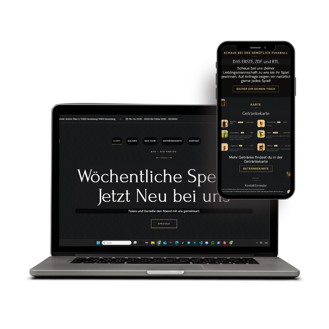 Moderne Bar Webseite